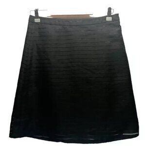 Banana Republic Ladies Size 6 Side Zip Black Striped Lined Pencil Skirt EUC